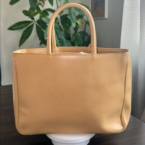 Vintage Preloved Furla Tan Smooth Leather Tote Bag